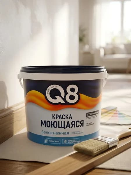 Краска воднодисперсионная Formula Q8, акриловая, моющаяся, влагостойкая, 2.7 кг