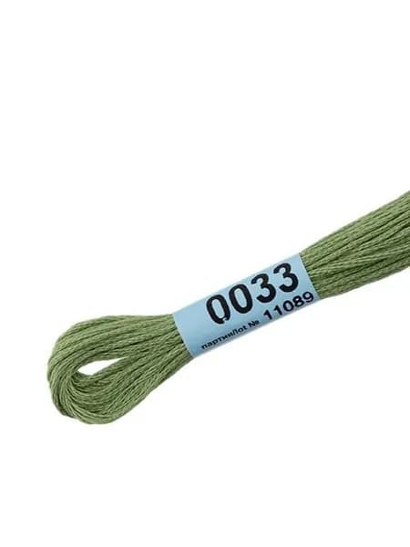Мулине 100% хлопок, 3 шт - цвет 0033 св. зеленый