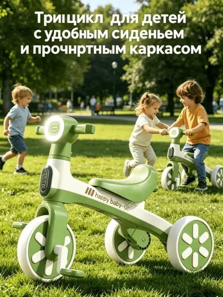 детская коляска велосипед 3-в-1 для 2-6 лет, велосипед с родительской ручкой легкий беговел с родительской ручкой, безопасный