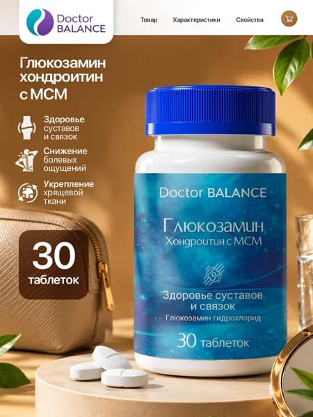 БАД к пище "Глюкозамин Хондроитин c МСМ" - 30 таблеток / уп - Doctor Balance