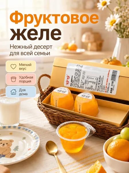Целые сочные дольки мандарина в каждом стакане, яркий цитрусовый вкус