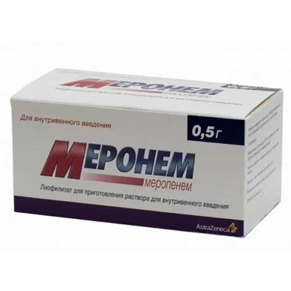Меронем порошок для приг. раствора для в/в введ. 500мг 10шт