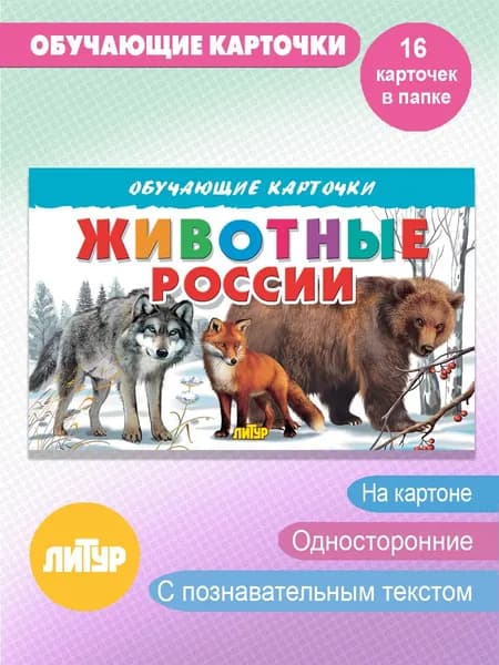 Животные России. Обучающие карточки