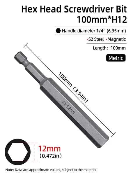 Биты магнитные для шуруповерта, шестигранный хвостовик, S2 HEX H12х100 мм, 1 шт.