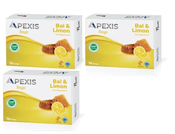 Пастилки Apexis Drops со вкусом меда и лимона, упаковка 16 шт.