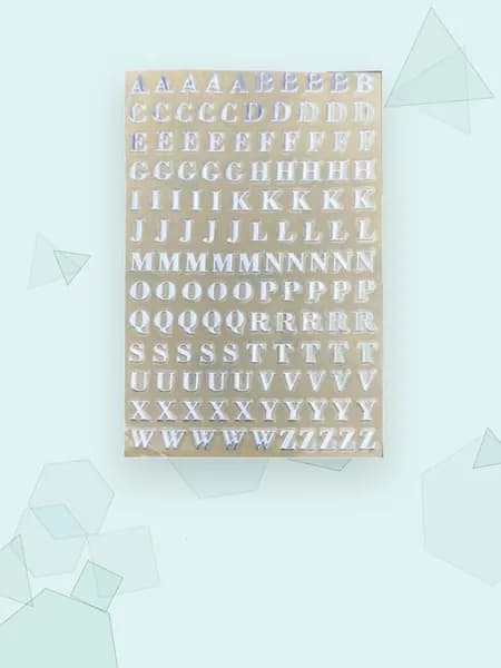 Наклейки металлизированные с блестками, буквы A-Z, - 8
