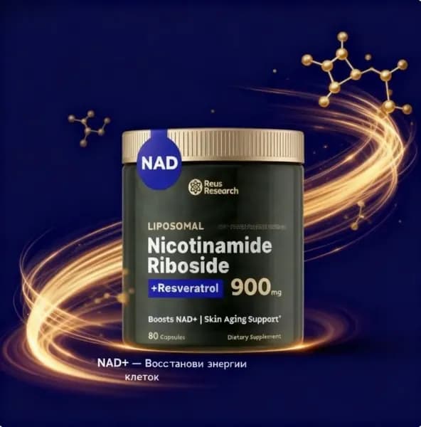 NAD+ Никотинамид-рибозид 300 мг энергия клеток и антивозраст, 80 капсул