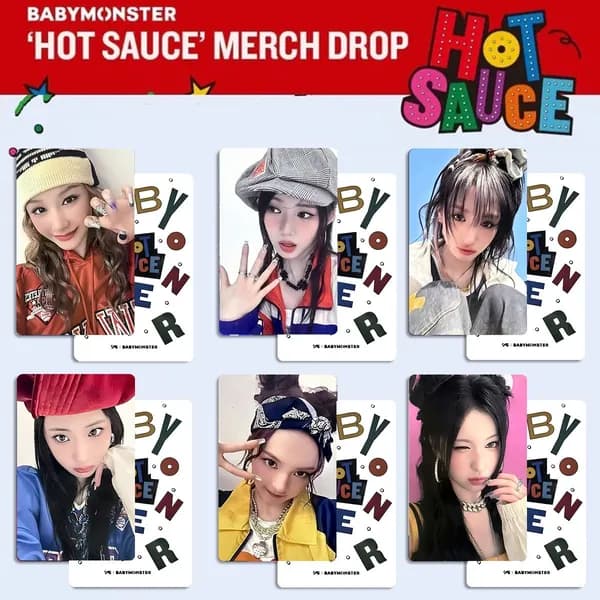 Карточки BABYMONSTER альбом карты HOT SAUCE Коллекционная карточка 5.4*8.6cm 6 шт