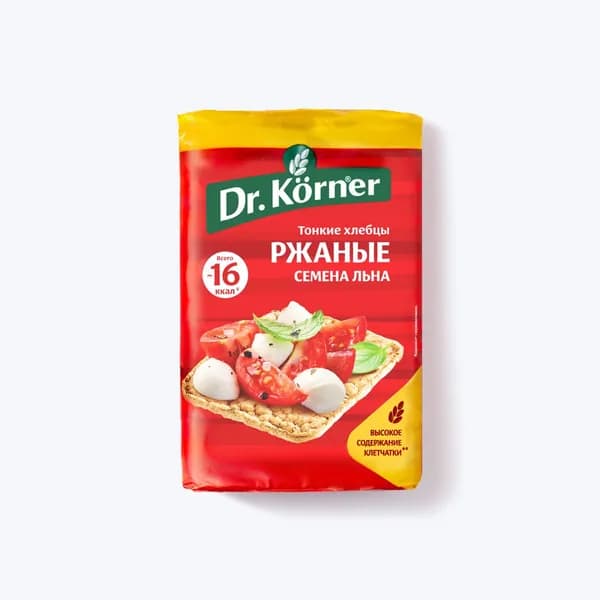 Хлебцы хрустящие Dr.Korner Ржаные с семенами льна, 100 г