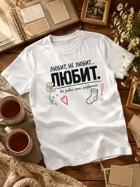 Футболка для пары Любит не любит любит все равно носки