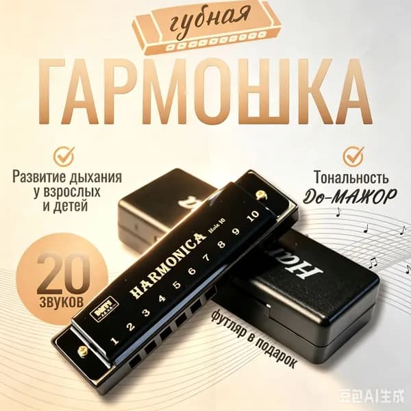 Губная гармошка диатоническая(черный)