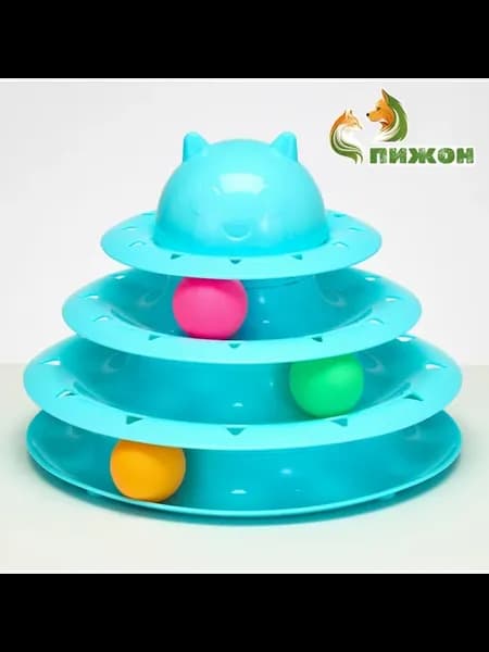 Игровой комплекс для кошек 24.5х24.5х13 см с 3 шариками