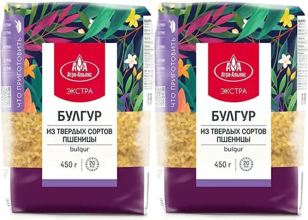 Булгур Агро-Альянс Экстра, комплект: 2 упаковки по 450 г