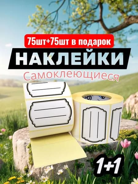 Этикетки Наклейки 75шт+75шт в подарок для ручного заполнения , 58мм*40мм.