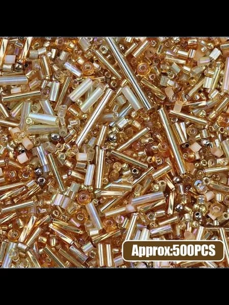 Золотой стеклянный бисер 1,5-4,5 мм, 500шт
