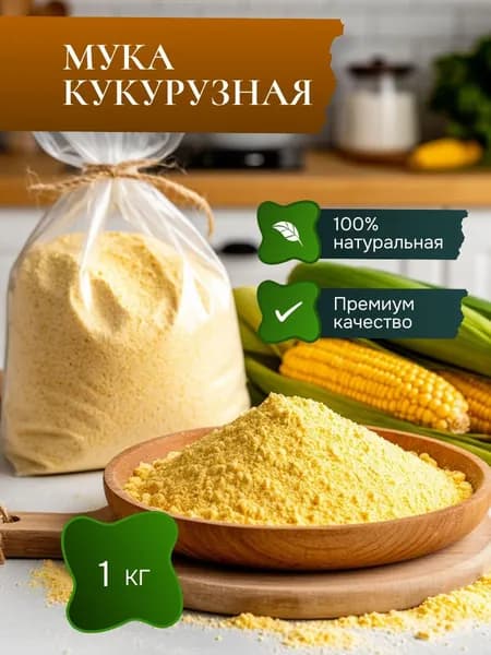Кукурузная мука, 1 кг. Натуральная, для хлеба, мамалыги и выпечки.