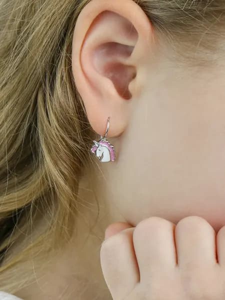 Серьги серебро 925 детские Единороги Серебро России