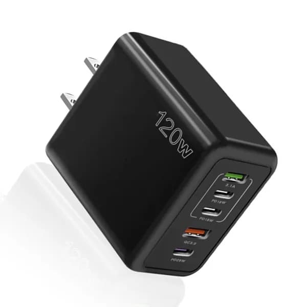 Быстрое зарядное устройство 120W с 2xUSB и 3xType C для смартфонов планшетов