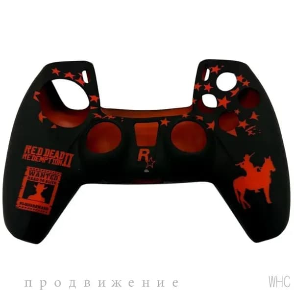 Силиконовый чехол для геймпада DualSense (PS5) (Red Dead Redemption 2) (черный)