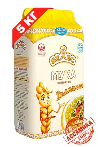 Мука пшеничная Белес Домашняя 5 кг, Казахстан, высший сорт