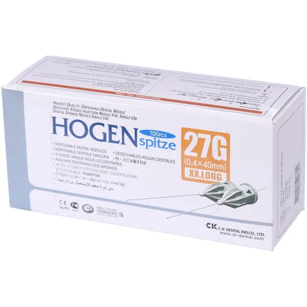 Иглы инъекционные карпульные стоматологические Hogen Spitze 27G 0.4x40мм 100шт C-K Dental