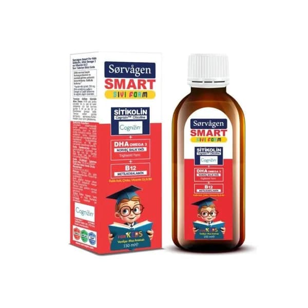 SORVAGEN Smart Kids Жидкая форма - цитиколин DHA Омега 3 норвежский рыбий жир и B12 - 150 мл