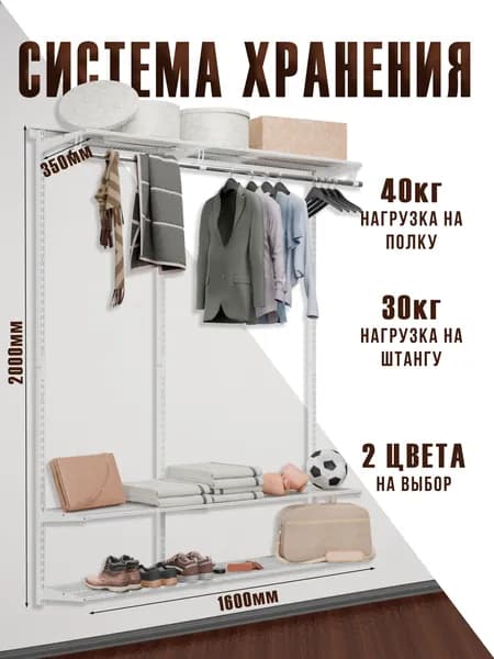 ПРАКТИК HOME Гардеробная система, Металл, 160х35х200 см