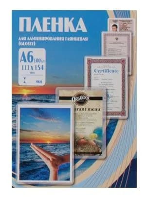 Пленка для ламинирования 100шт Office Kit 100мкм, A6, глянцевая, 111x154мм (PLP111*154/100)