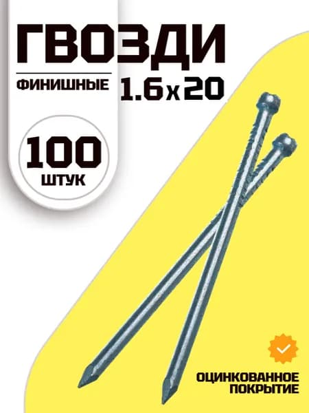 Гвозди финишные оцинкованные 1,6х20 мм, 100 шт.