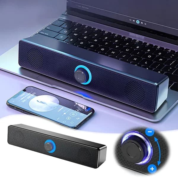 Колонки USB игровые для ПК с подсветкой и объемным звуком, стерео