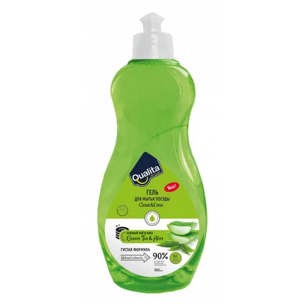 Qualita Средство для мытья посуды "Green tea and Aloe", флакон, 500мл
