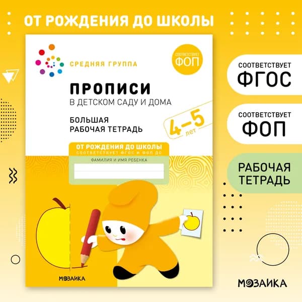 Большие рабочие тетради для обучения дошкольников 4-5 лет, для подготовки к школе детей. От Рождения До Школы. 4+. ФГОС. ФОП | Денисова Дарья, Дорофеева А. М.