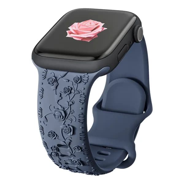 Ремешок с цветочной гравировкой для Apple Watch 40мм 44мм 41мм 49мм 45мм 38мм 42мм, силиконовый ремешок для iwatch 9 7 se 6 8 ultra 2