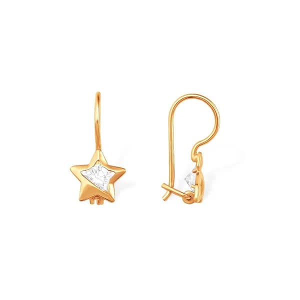 Серьги детские с фианитами из красного золота 375 пробы 585GOLD