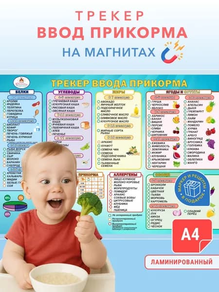 Трекер ввода прикорма магнитный, таблица прикорма А4