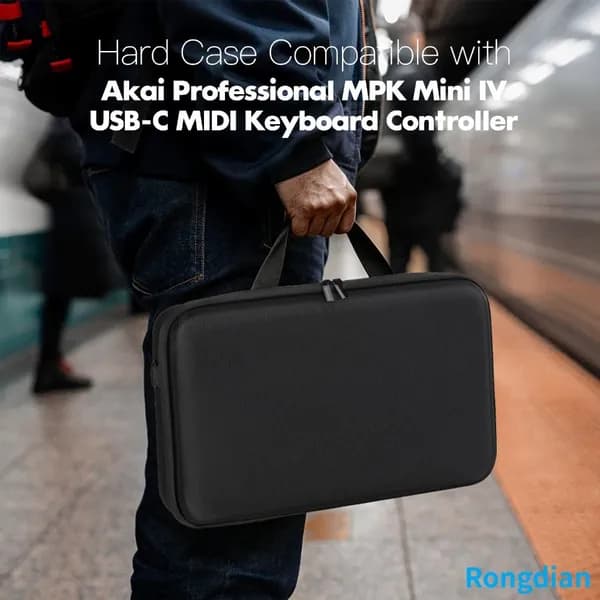 Чехол для контроллера Akai Professional MPK Mini IV USB-C из водонепроницаемого EVA с оранжевым внутренним покрытием