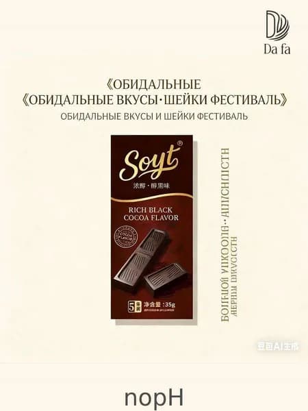 DaFa-Плиточный шоколад Soyt, 4 вкуса (молочный, темный, клубника, матча)