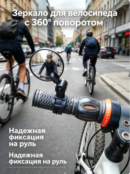 Зеркало заднего вида для велосипеда/самоката, 8 см, с универсальным креплением