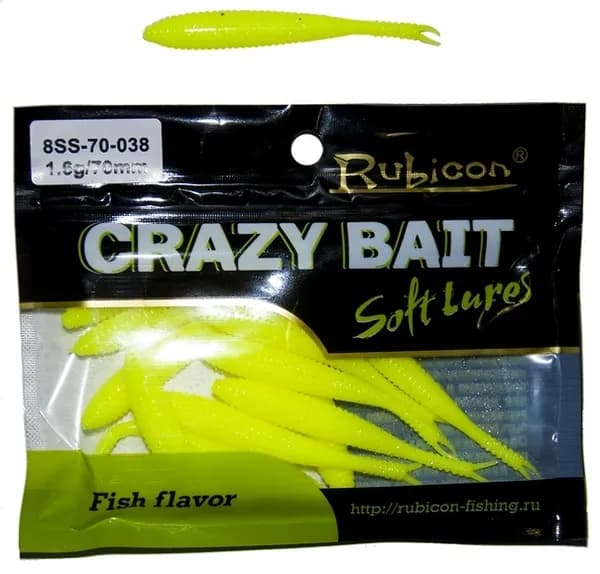 Съедобная силиконовая приманка RUBICON Crazy Bait SS 1.6g, 70mm, цвет 038