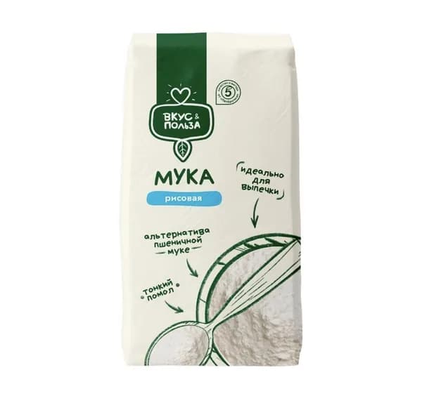 Мука ВКУС &ПОЛЬЗА рисовая, 500 г * 2 шт.