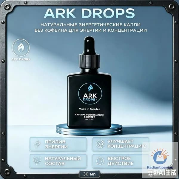 ARK DROPS натуральные энергетические капли, изотоник без сахара, без кофеина, для энергии и концентрации, 30 мл