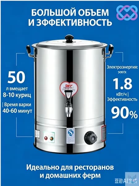 Электрический шпарчан 50л нержавеющая сталь