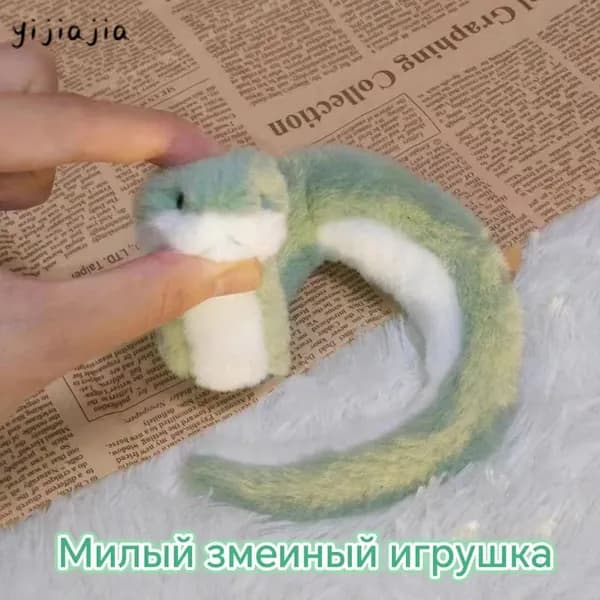 Мягкая игрушка-змея "Счастливый дракон" - Забавная зеленая змейка для детей, декор на диван, плюшевый талисман