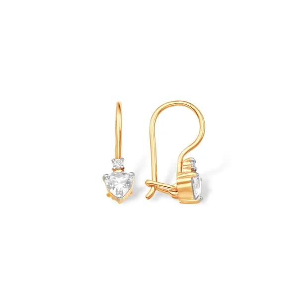 Серьги детские с фианитами из красного золота 375 пробы 585GOLD