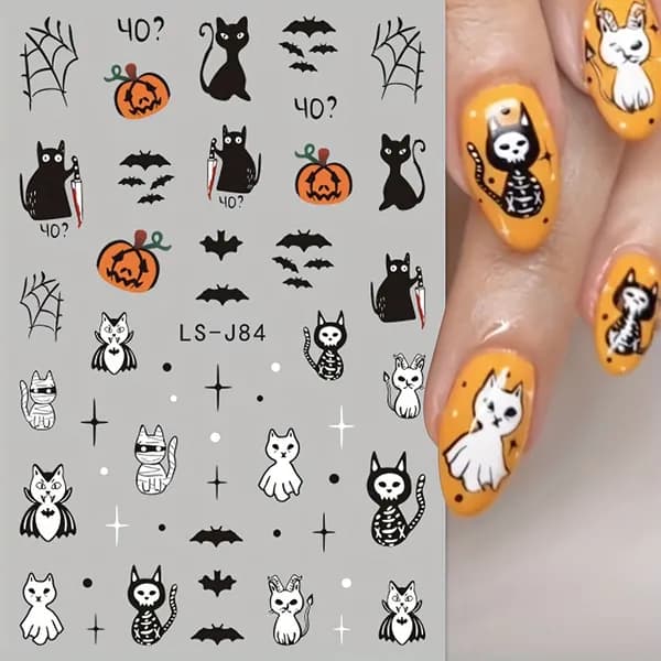 Наклейки для дизайна ногтей Хэллоуин 5 шт