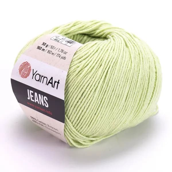 Пряжа Jeans (YarnArt) - 11 (св.салат) - 1 моток, 55% хлопок, 45% полиакрил, (50г, 160м) нитки для ручного вязания