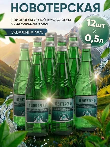 Минеральная вода газированная Новотерская скважина №70, 0,5 л x 12 шт, лечебно-столовая