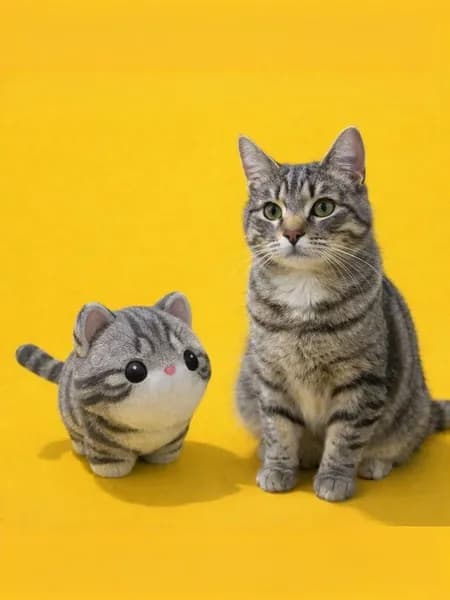 Набор для творчества Мой любимый кот: 3D фигурка кота из PLA пластика, 6 красок, кисть и блестки. Создай копию своего питомца!