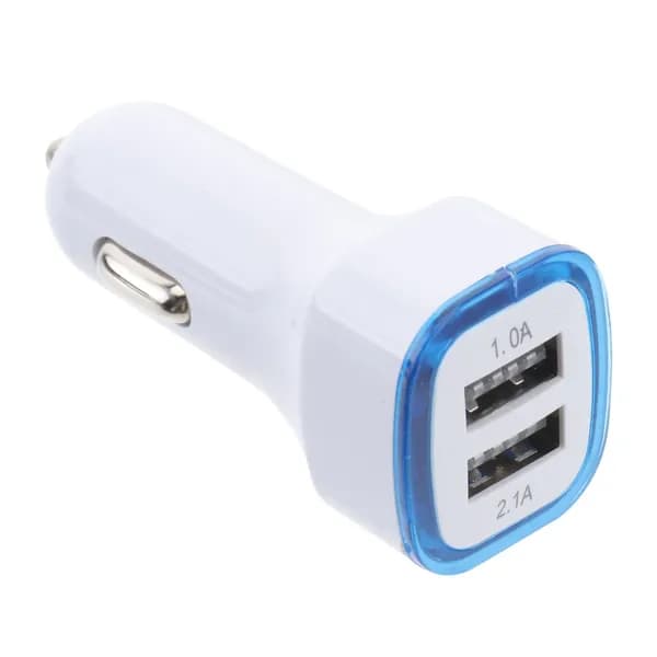 Автомобильное быстрое зарядное устройство с тремя usb портами синее для заряда гаджетов