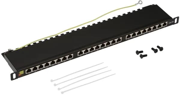 Патч-панель LANMASTER компактная 24 порта, STP, кат. 5E, 0.5U LAN-PPC24S5E